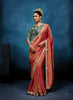 Peach tissue silk saree with intricate heavy work